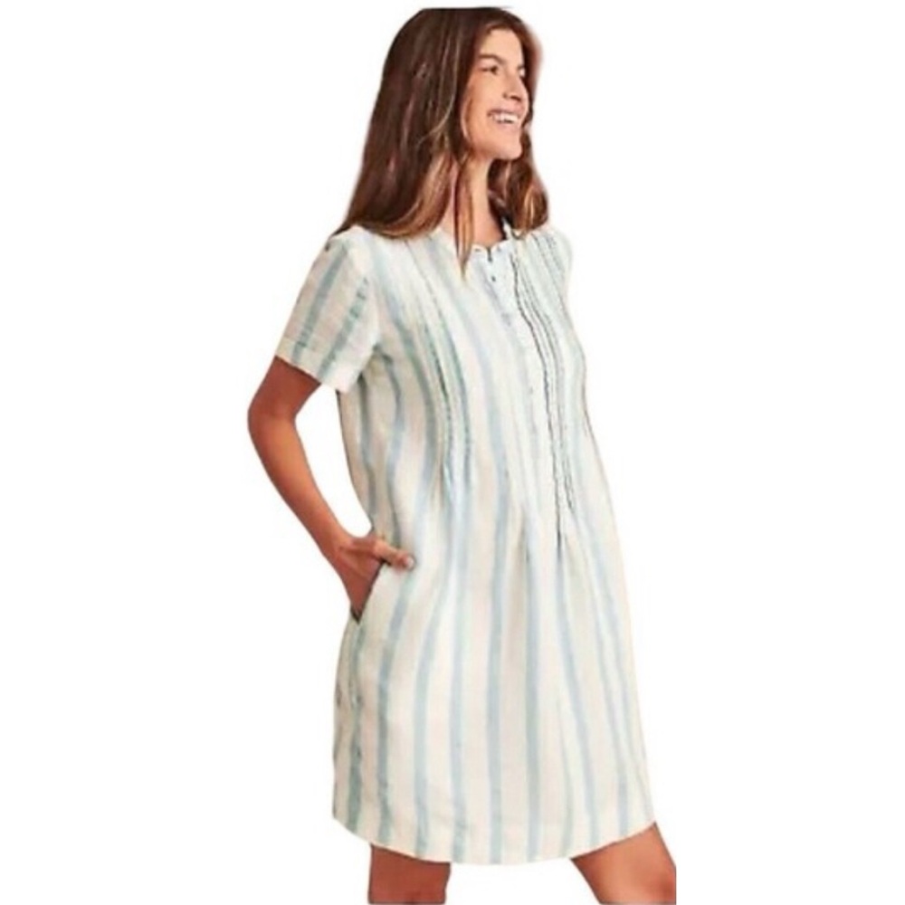 Faherty Gemina Ocean Catalina Stripe Linen Dress S